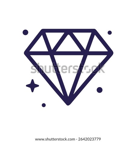 Outlined diamond with shimmering sparkles. Icon symbol illustration