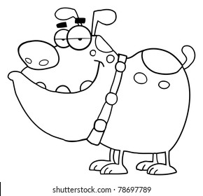 Outlined Dog Cartoon Character