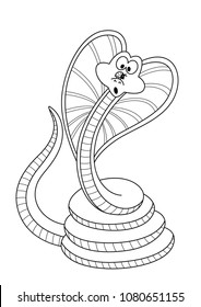 Outlined doodle anti-stress coloring cute snake. Coloring book page for adults and children