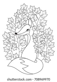 Outlined doodle anti-stress coloring cute fox. Coloring book page for adults and children - Shutterstock ID 708969970
