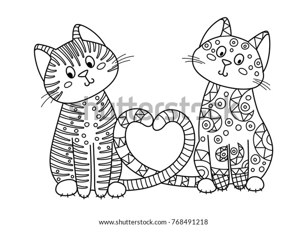 Download Outlined Doodle Antistress Coloring Cute Two Stock Vector ...