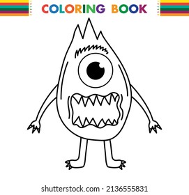 Outlined doodle anti-stress coloring funny monster.Coloring book page for adults and children