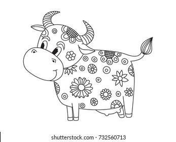 Adult Coloring Pages Cows Stock Vectors Images Vector Art Shutterstock