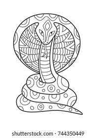 Outlined doodle anti-stress coloring snake. Coloring book page for adults and children