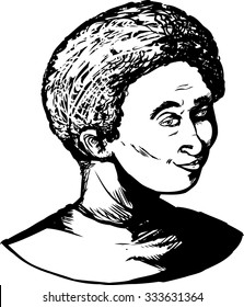 Outlined drawing of cute teen male grinning