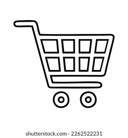 OUTLINED DRAWING ELECTRONIC SHOPPING, SHOPPING CART PICTOGRAM