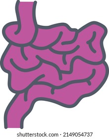Outlined drawing of internal intestines