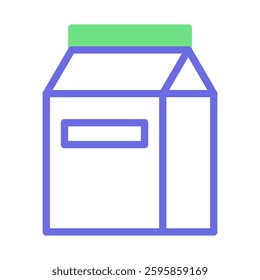 An outlined drawing of a milk carton with minimalist design.