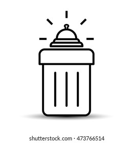 outlined dustbin with office bell-vector drawing