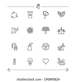 Outlined Ecology and Environment Icon Set Collection