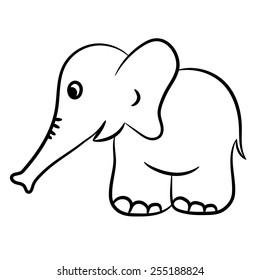 Outlined elephant vector illustration. Isolated on white.