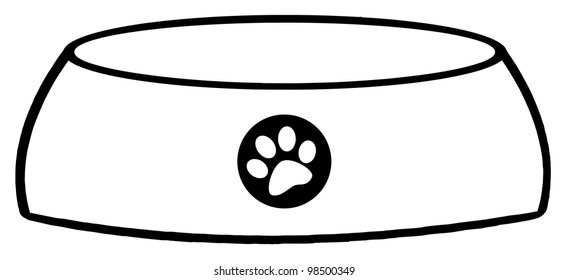 Outlined Empty Dog Bowl. Vector Illustration
