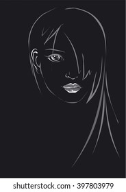 outlined face of a young girl