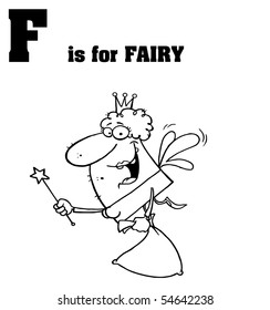 Outlined Fairy With F Is For Fairy Text