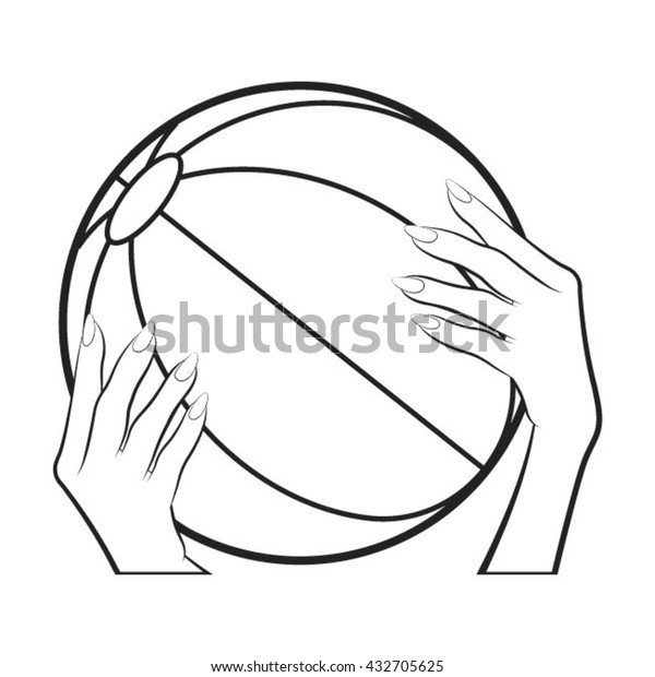Outlined Female Hands Holding Ballvector Drawing Stock Vector (Royalty