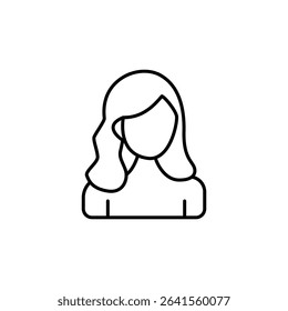 Outlined Female User Icon Symbolizing Personal Dashboard, Member Identity, Profile Setup, Access Rights, and Authentication in Web Interfaces