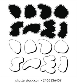 Outlined and filled geometric fluid black and white shapes vector illustration