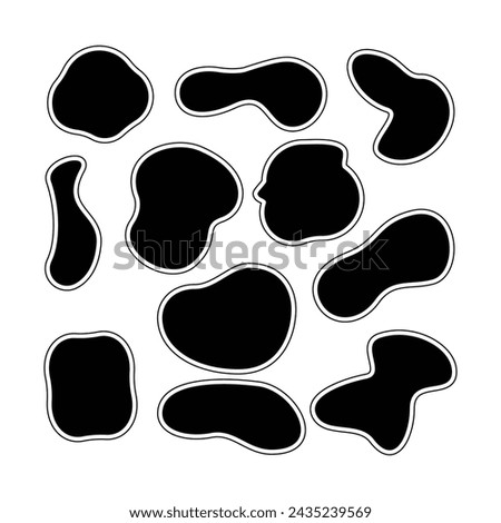 outlined and filled geometric fluid black and white shapes vector illustration