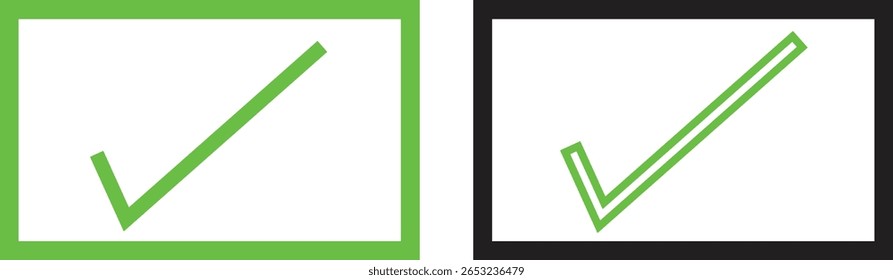 Esquema y llenado de cajas de garrapatas en verde neón y negro para UX UI Diseño web Vector Set