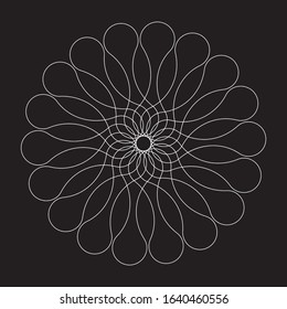 outlined flake flower in white on black
