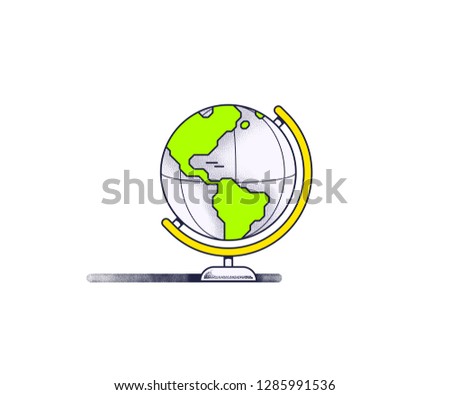 Outlined Flat style illustration of globe. Modern icon design isolated on white background. 