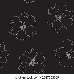 Outlined Floral seamless pattern design for fashion textiles and graphics