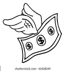 Outlined Flying Dollar