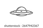 Outlined Flying Saucer Icon - Minimal UFO Line Art for Sci-Fi Branding and Alien-Themed Decor