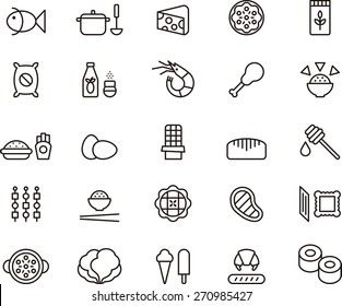 Outlined FOOD ICON SET in a white background