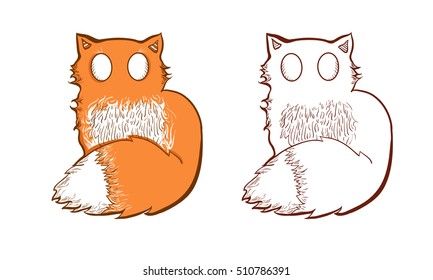 Outlined fox animal character for children book