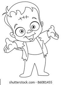 Outlined Frankenstein kid