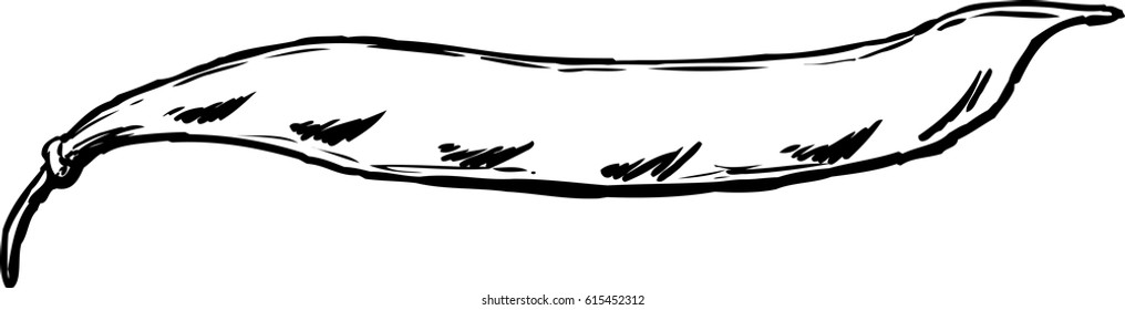 Outlined fresh beans in pod cartoon over white background