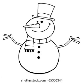 Black White Coloring Page Outline Snowman Stock Illustration 70627258