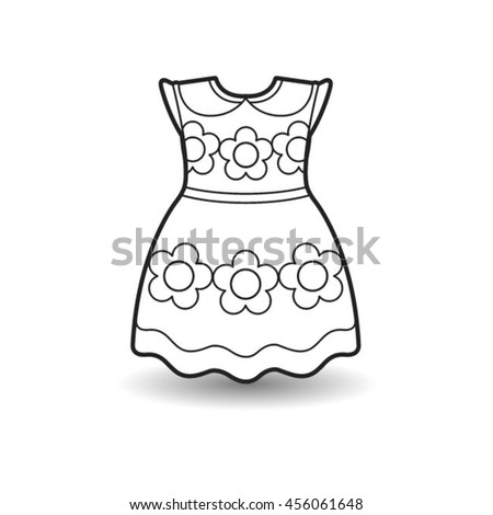 Outlined Frock Flowersvector Drawing Stock Vector (Royalty Free