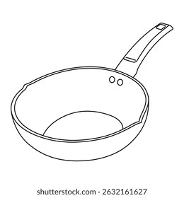 Sartén delineada con Vector de mango.