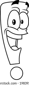Outlined Funny Exclamation Mark Cartoon Character Talking. Vector Hand Drawn Illustration Isolated On Transparent Background