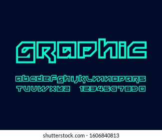Outlined futuristic font set in vector format