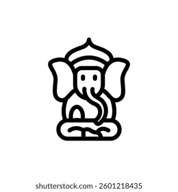 Outlined Ganesha sitting in lotus position, a sign of Indian tradition and religion Use this graphic for festive and spiritual projects.