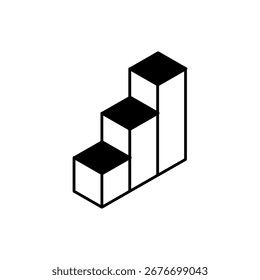 Outlined geometric logo with isometric stacked cubes in minimalist style