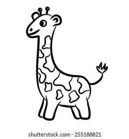 Outlined giraffe vector illustration. Isolated on white.