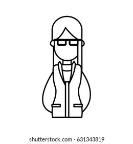 outlined girl glasses jacket image