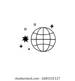 Umrissene Globus, Sterne und Punkte