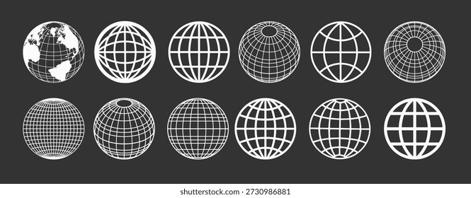 skizzierte Globen Kugeln Vektorgrafik