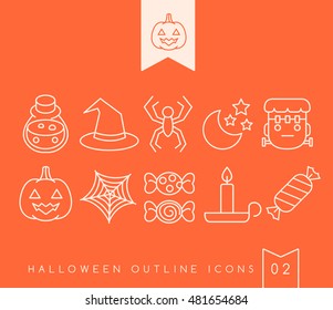 Outlined Halloween Elements : Vector Illustration