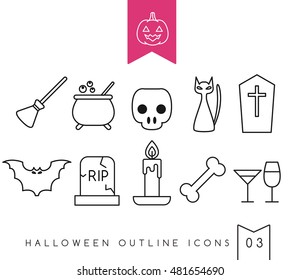 Outlined Halloween Elements : Vector Illustration