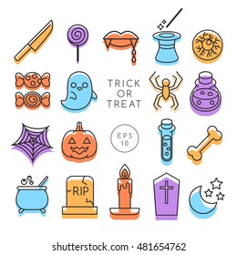 Outlined Halloween Elements : Vector Illustration