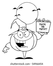 Outlined Halloween Pumpkin With Candy