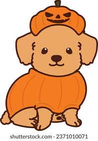 Outlined Halloween Toy Poodle illustration sitting front view