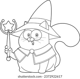 Outlined Halloween Witch Black
