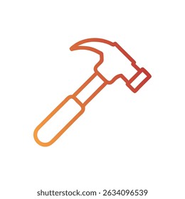 Outlined hammer in orange gradient against White Background